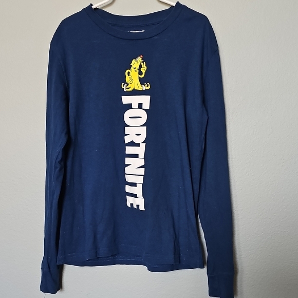 Fortnite Size 8 Cotton Kids Navy Long Sleeve Tee - Picture 1 of 5